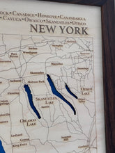 Load image into Gallery viewer, Finger Lakes Map | Laser-Engraved Wood Wall Art