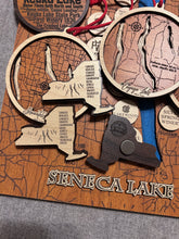 Load image into Gallery viewer, New York State Finger Lakes Refrigerator Magnet - Two-Layer Maple & Walnut Wood