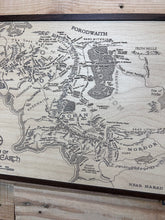 Load image into Gallery viewer, Middle Earth Map | LOTR Wall Art | Handcrafted Wood Tolkien Decor