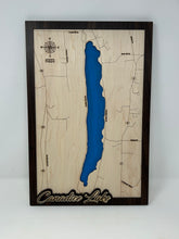 Load image into Gallery viewer, Finger Lakes Laser Engraved Bathymetric Maps - Style Three