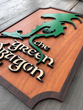 Load image into Gallery viewer, The Green Dragon Inn Sign | LOTR Hobbit Decor | Handcrafted Wood