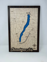Load image into Gallery viewer, Finger Lakes Laser Engraved Bathymetric Maps - Style Three