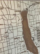 Load image into Gallery viewer, Seneca Lake Laser Engraved Painted Map