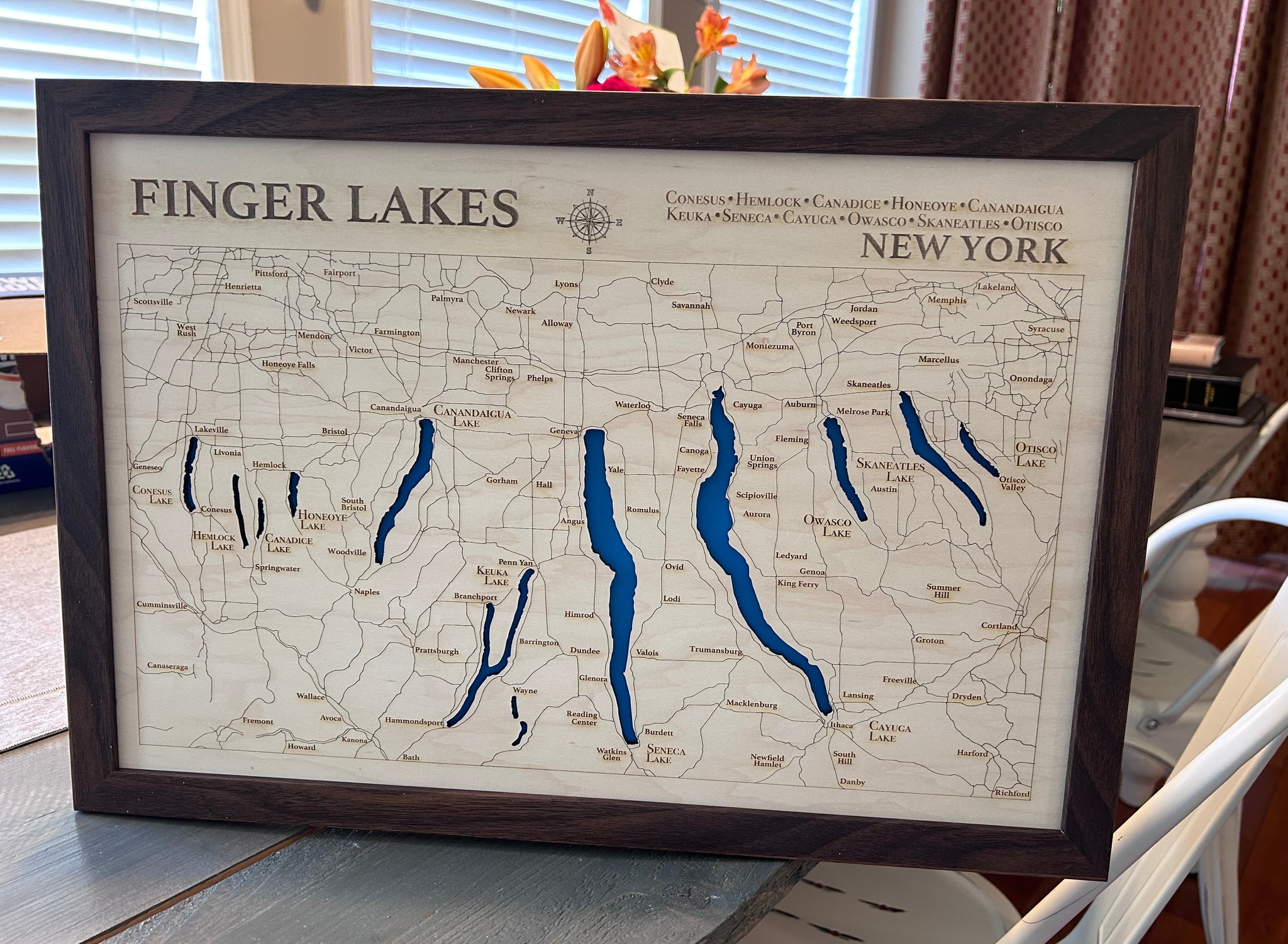 Finger Lakes Map | Handcrafted Wood Wall Art | Made in NY