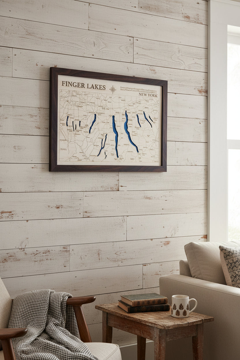 Finger Lakes Map | Handcrafted Wood Wall Art | Made in NY