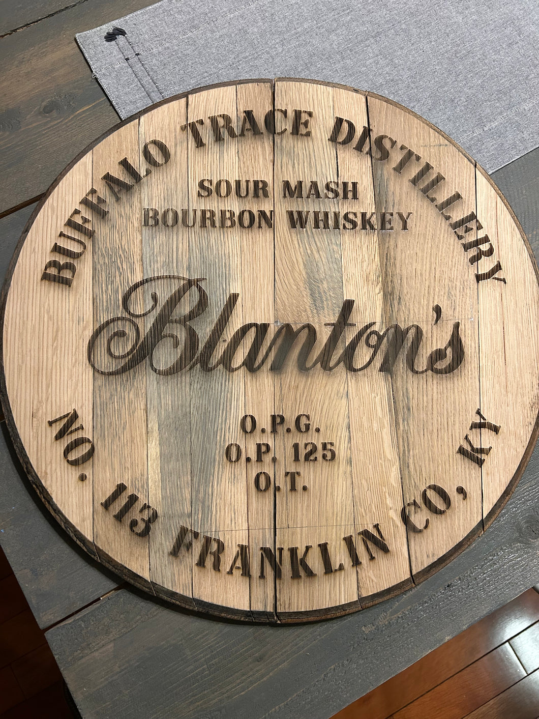 Custom Bourbon Barrel Lid Engraving