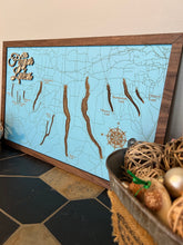 Load image into Gallery viewer, Finger Lakes Bathymetric Lake Blue Map
