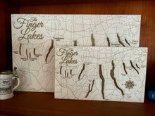 Load image into Gallery viewer, Finger Lakes Painted Pine Wood Map
