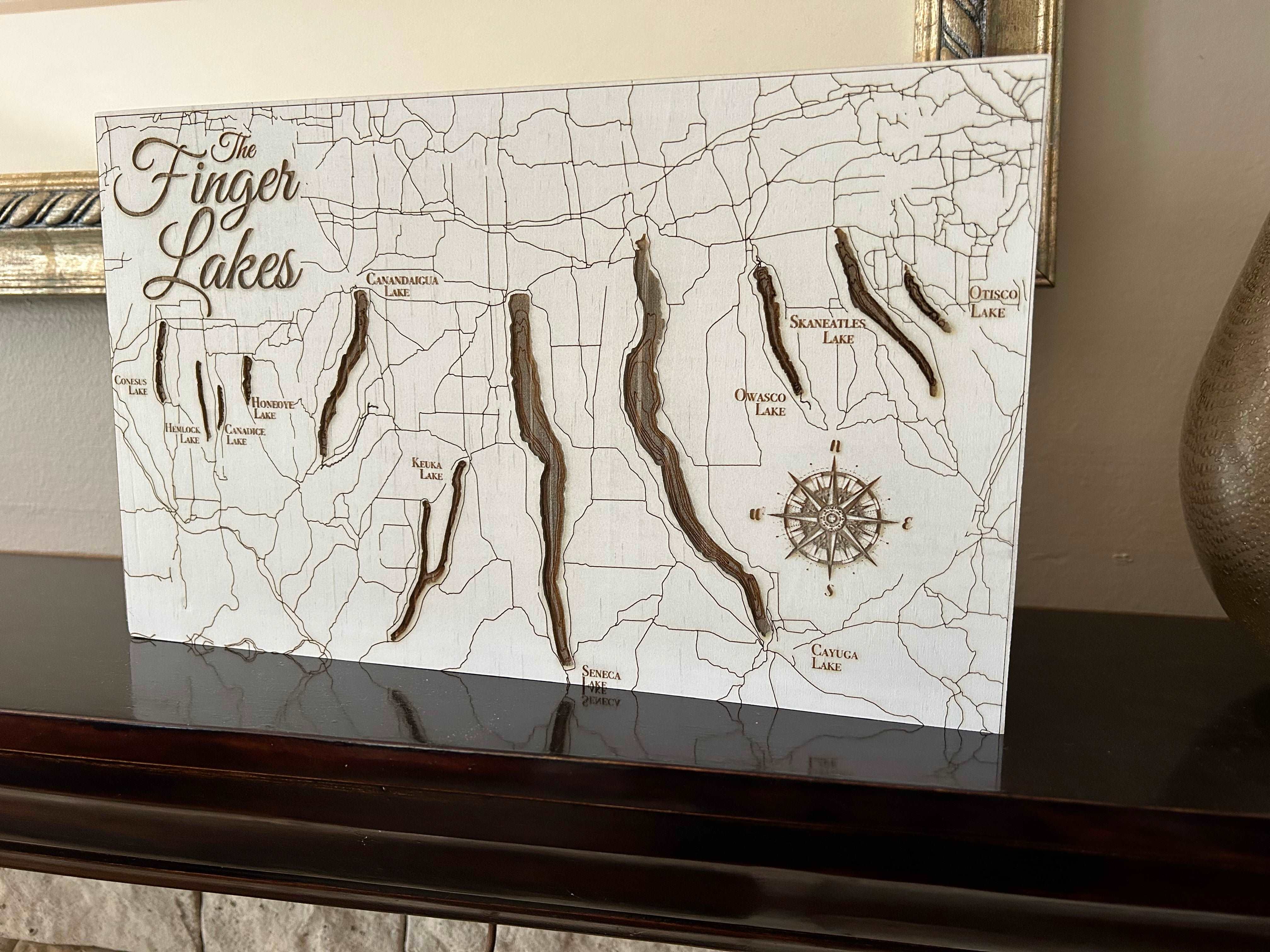 Finger Lakes Painted Pine Wood Map – Victor Wood Forge