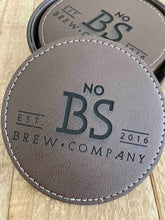 Load image into Gallery viewer, Engraved Dark Brown Leather Coaster
