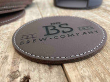 Load image into Gallery viewer, Engraved Dark Brown Leather Coaster
